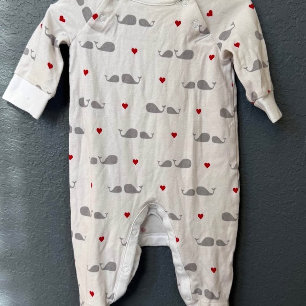 Jack and Janie 0-3 mo Whale Print Kids One Piece
